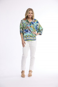Camarge Top Round Neck button through