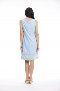 Solid Embroidery Dress Shift