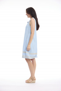 Solid Embroidery Dress Shift