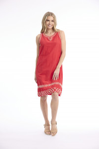 Solid Embroidery Dress Shift