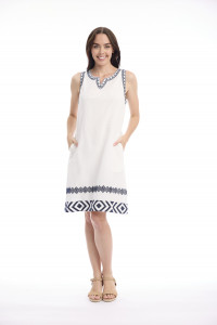 Solid Embroidery Dress Shift