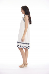 Solid Embroidery Dress Shift