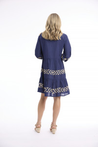 Solid Embroidery Dress  Layers Collar