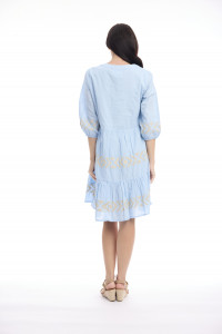 Solid Embroidery Dress  Layers Collar