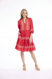 Solid Embroidery Dress  Layers Collar