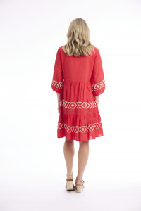 Solid Embroidery Dress  Layers Collar