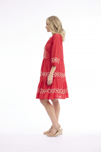 Solid Embroidery Dress  Layers Collar