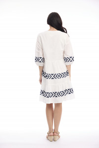 Solid Embroidery Dress  Layers Collar