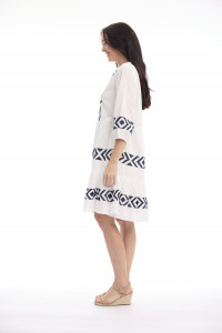 Solid Embroidery Dress  Layers Collar