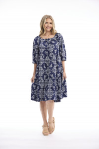 Broderie Print Dress Square Neckline