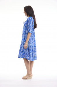 Broderie Print Dress Square Neckline