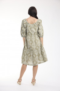 Broderie Print Dress Square Neckline