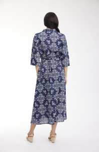 Broderie Print Dress Collar Long