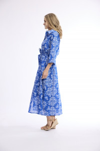 Broderie Print Dress Collar Long
