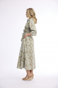 Broderie Print Dress Collar Long