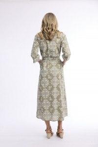 Broderie Print Dress Collar Long