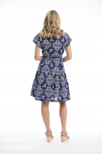 Broderie Print Dress V Neck Buttonthrough Short