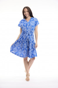Broderie Print Dress V Neck Buttonthrough Short