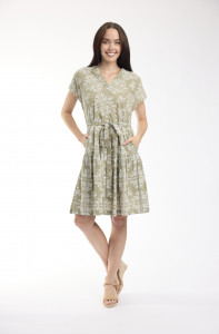 Broderie Print Dress V Neck Buttonthrough Short