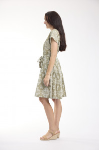 Broderie Print Dress V Neck Buttonthrough Short