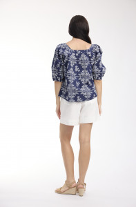 Broderie Print Top Square Neckline