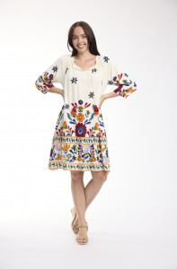 Pellion Dress 3/4 Sleeve Frill Neckline