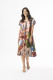 Printed Cotton Dress Shift Flair Crew