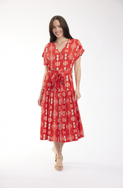 Jardin Exotique Dress V Neck Buttonthrough Short