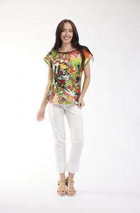 Jardin Exotique Top Rolled Neckline