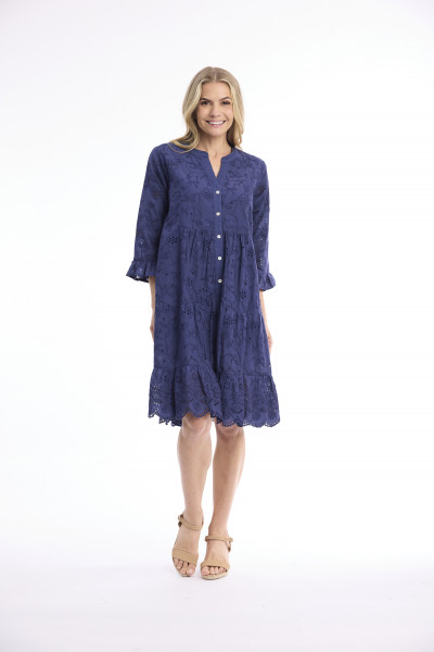 Broderie Dress Frill Hem and Sleeves