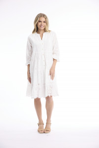 Broderie Dress Frill Hem and Sleeves