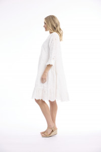 Broderie Dress Frill Hem and Sleeves