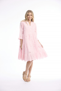 Broderie Dress Frill Hem and Sleeves