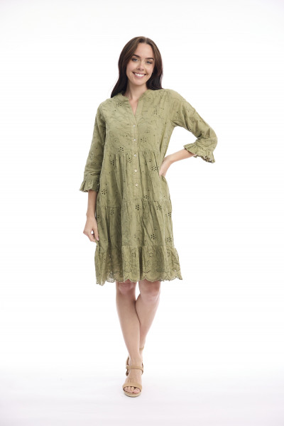 Broderie Dress Frill Hem and Sleeves