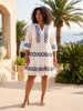 Solid Embroidery Dress  Layers Collar