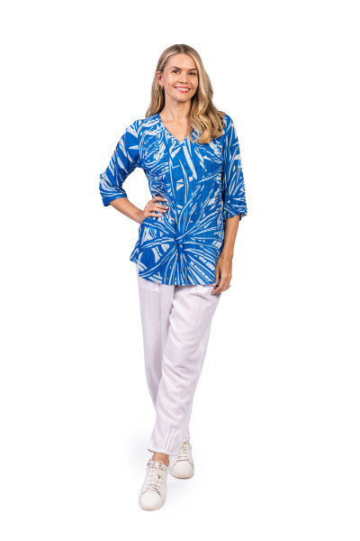 Tina V neck Pleated Top 3/4 Sleeve