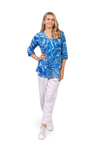 Tina V neck Pleated Top 3/4 Sleeve