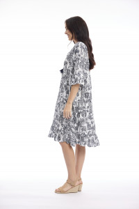 Cassis Dress Frill Sleeve