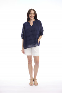 Cotton Gauze Top Pleated