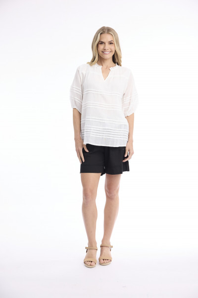 Cotton Gauze Top Pleated