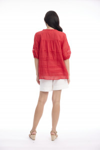 Cotton Gauze Top Pleated