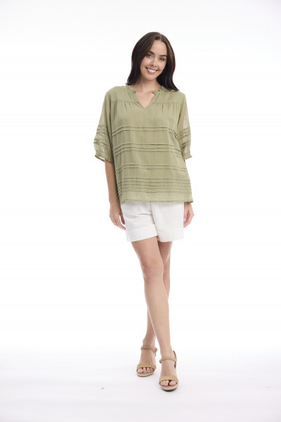 Cotton Gauze Top Pleated