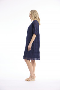 Cotton Gauze Dress Pleated