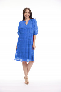 Cotton Gauze Dress Pleated