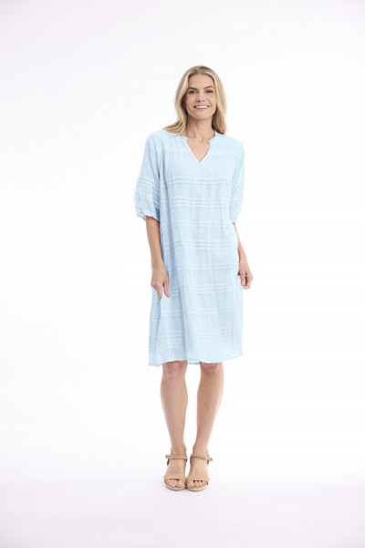 Cotton Gauze Dress Pleated