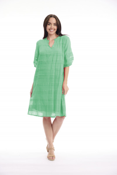 Cotton Gauze Dress Pleated