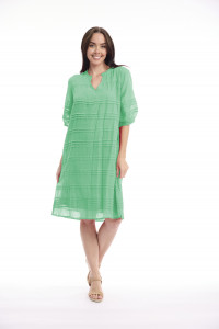 Cotton Gauze Dress Pleated