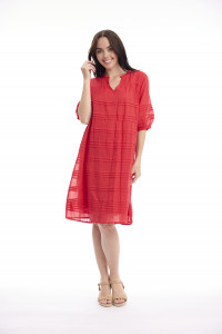 Cotton Gauze Dress Pleated