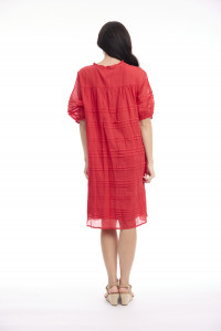 Cotton Gauze Dress Pleated