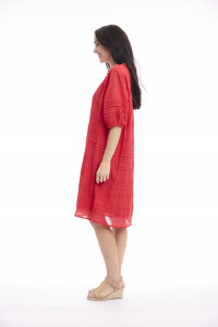 Cotton Gauze Dress Pleated